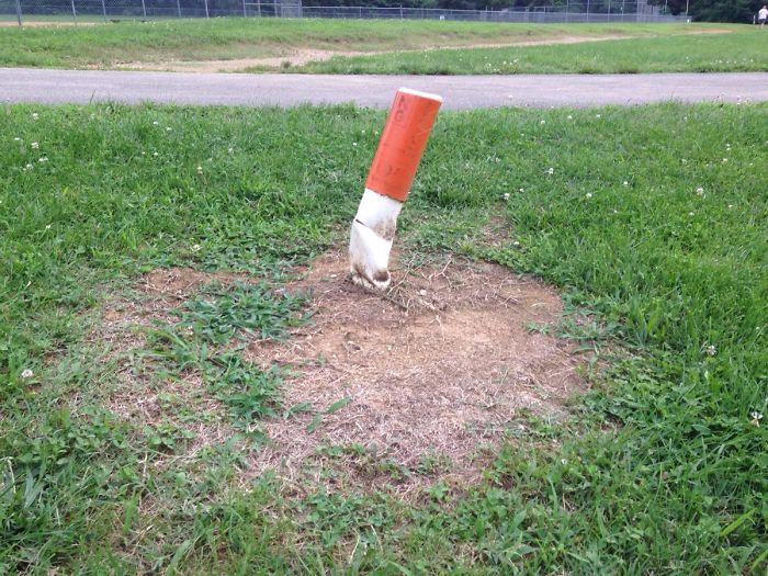 This Pylon In My Local Park Looks Like Someone Has Extinguished A Giant Cigarette Into The Ground
