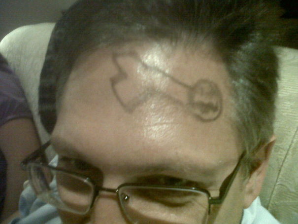 My Little Sister (6) Drew A Picture Of A Shark On My Dad's Head