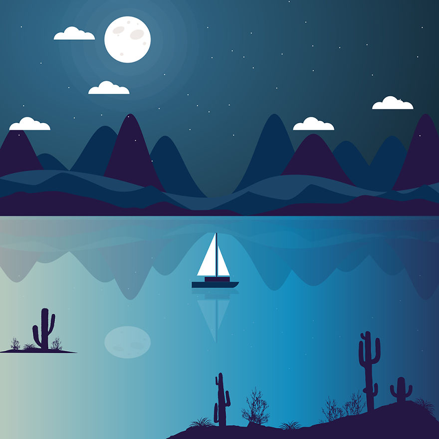 A Set Of Landscape Illustrations Created For Those Who Love To Travel