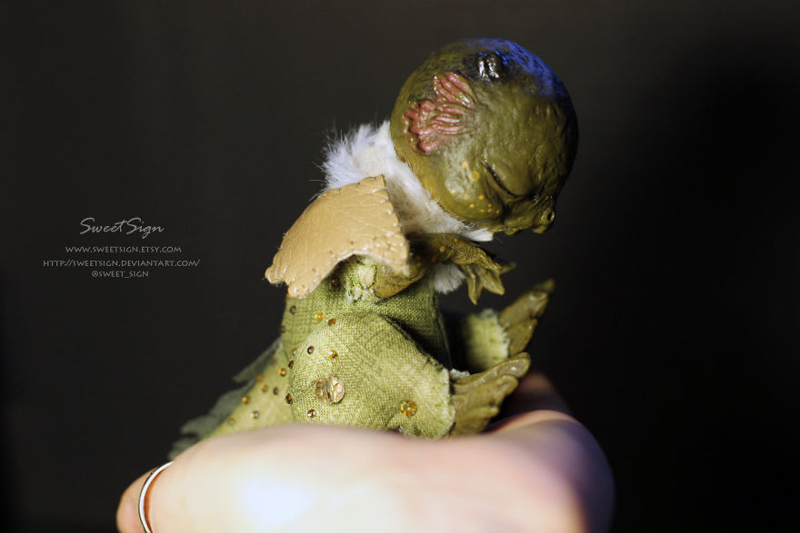 Axolotl Baby, Ooak Poseable Doll
