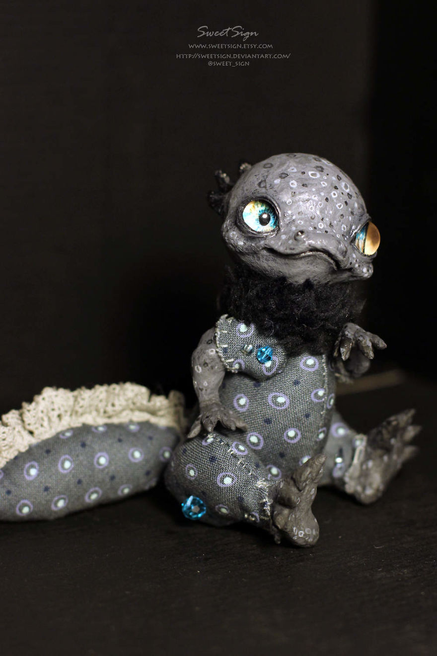 Axolotl Baby, Ooak Poseable Doll