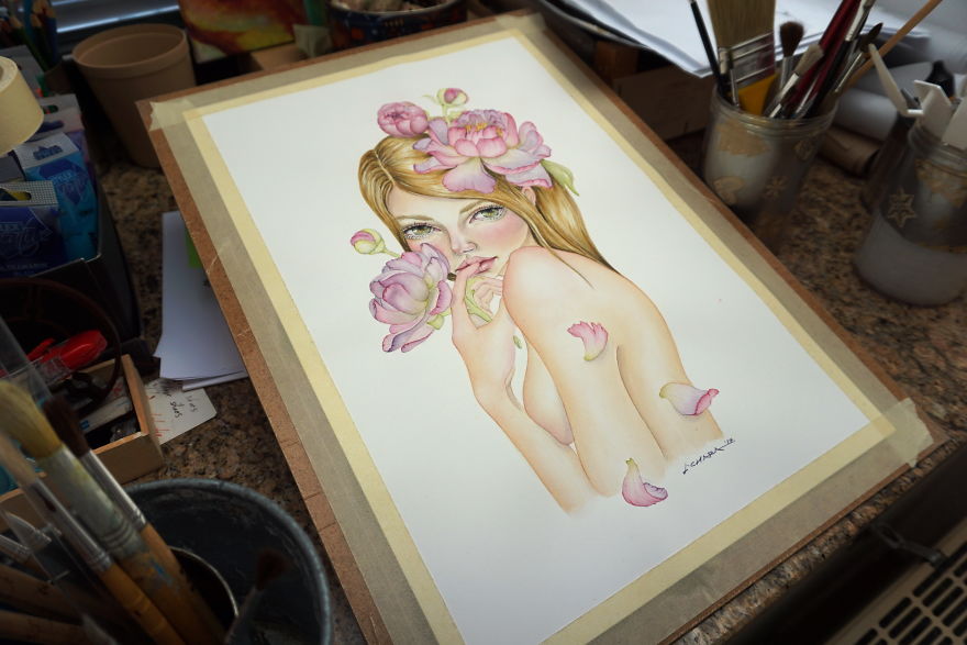 Watercolor Time-Lapse Painting “ Paeonia ”; Continuing My Ongoing Project “seasons In Your Hair”