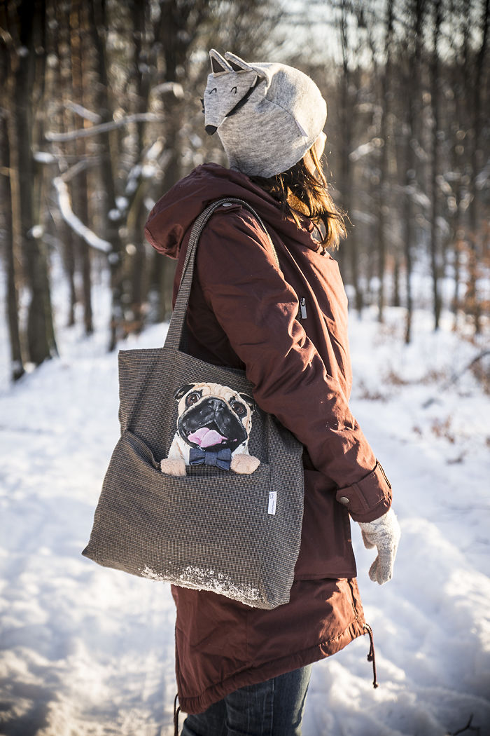 Hand Painted Shoulder Bags With Animals In A Pocket