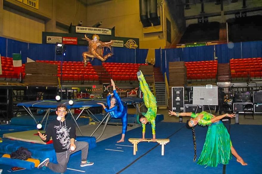Sullivan Sports Arena, Anchorage~backstage With Artists From Cirque Du Soleil's Dralion In Alaska Before Our Last Show. Photo Credit: Rachel Sterner