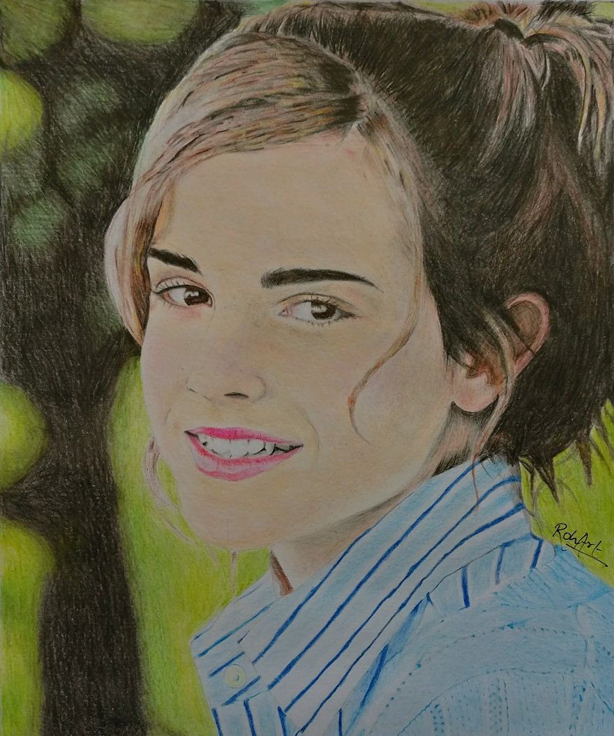Emma Watson Coloured Pencil Sketch That Took Me 10 Hours To Complete   Bored Panda