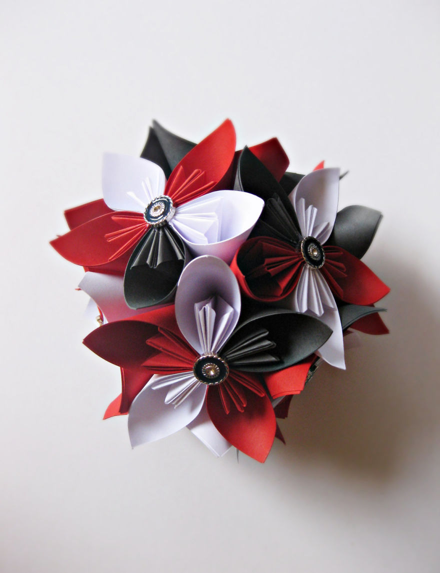 Red White And Grey Kusudama Flower Ball