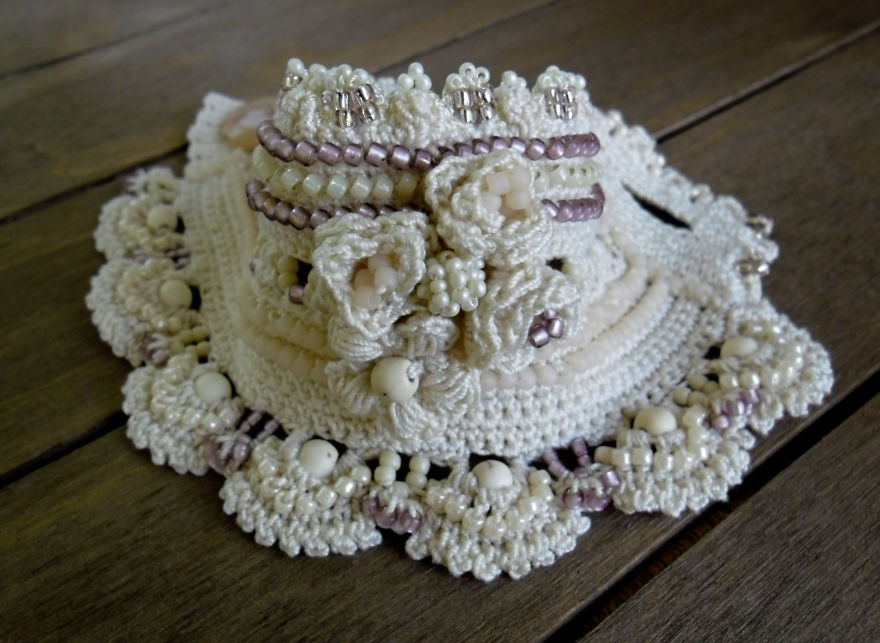 I Made This Crochet Bracelet Cuff With Japanese Seed Beads And Cotton Thread.