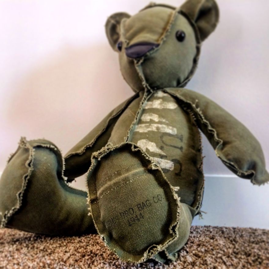 I Turned A Vintage Army Duffle Into A Huggable Teddy Bear