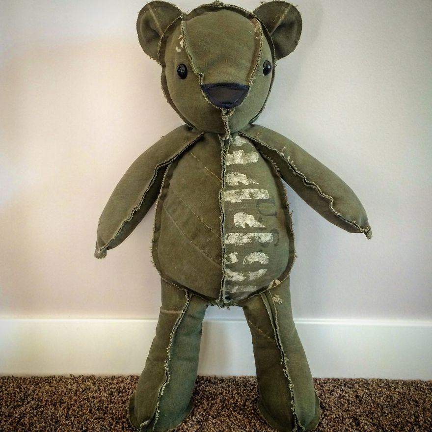 I Turned A Vintage Army Duffle Into A Huggable Teddy Bear