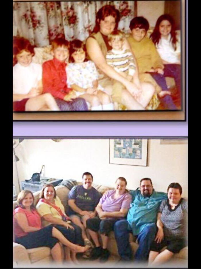 Siblings In 1973 And 2015.. Sadly, Our Brother In Red In The Old Pic Has Since Passed Away.