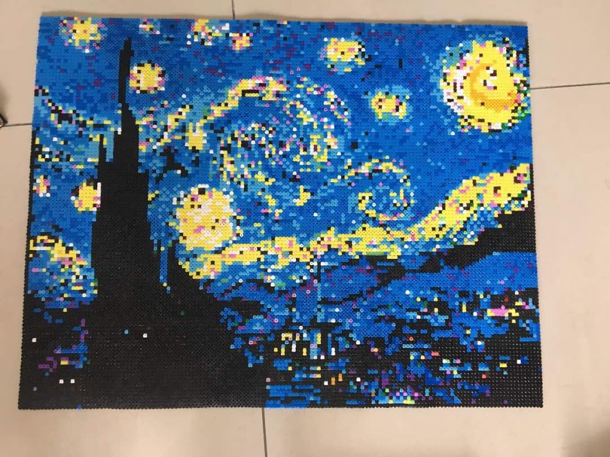 I Made Vincent Van Gogh's "Starry Night" Out Of Coloured Beads