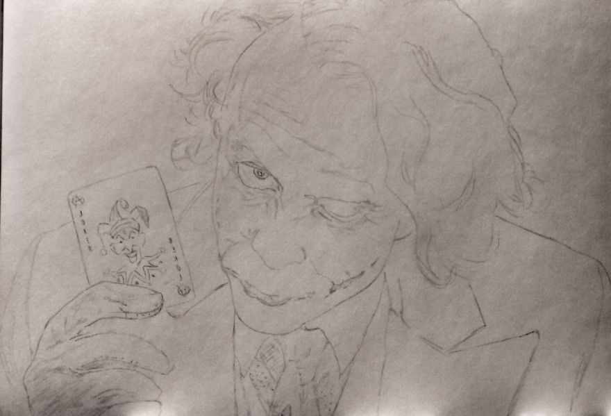 I Drew This Joker Artwork While Using Pastel For The First Time