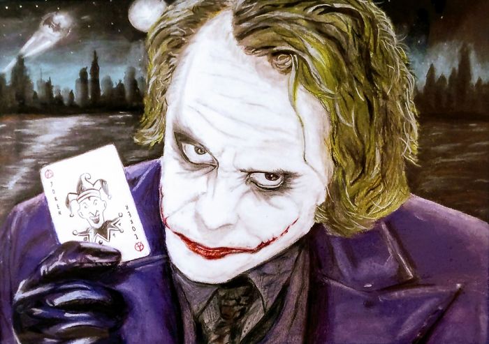 I Drew This Joker Artwork While Using Pastel For The First Time