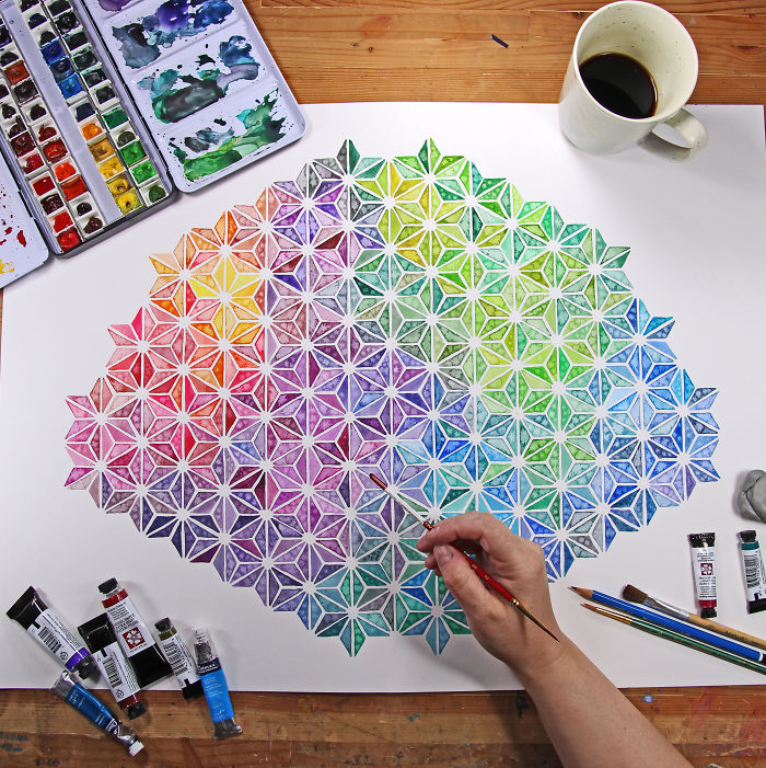 Insanely Detailed Watercolor Pattern Paintings