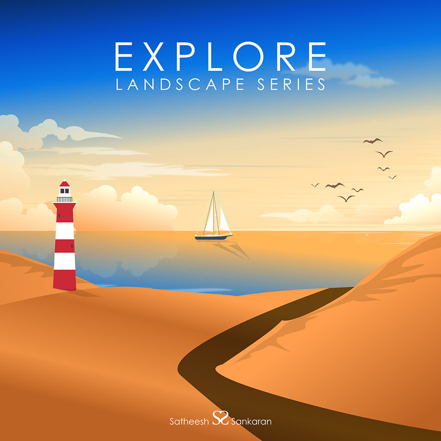 A Set Of Landscape Illustrations Created For Those Who Love To Travel