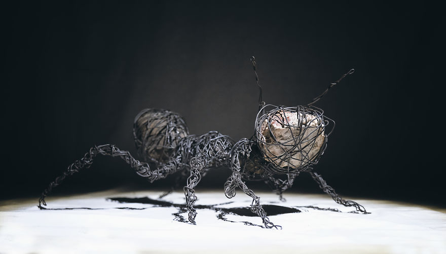 My Friend Creates Mystical Sculptures Using Wire, Rocks And Crystals