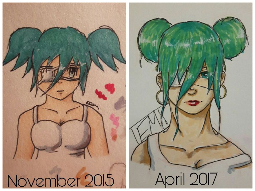 Improvement Of 18 Months Using The Same Cheap Art Supplies