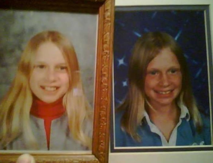My Mom And I In Each Of Our 4th Grade Pictures