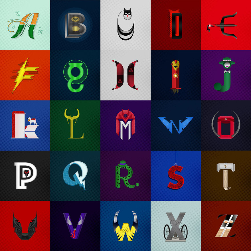 I Combined My Interest For Comics With My Love For Minimalist Illustrations In The Superheroes Alphabet Series