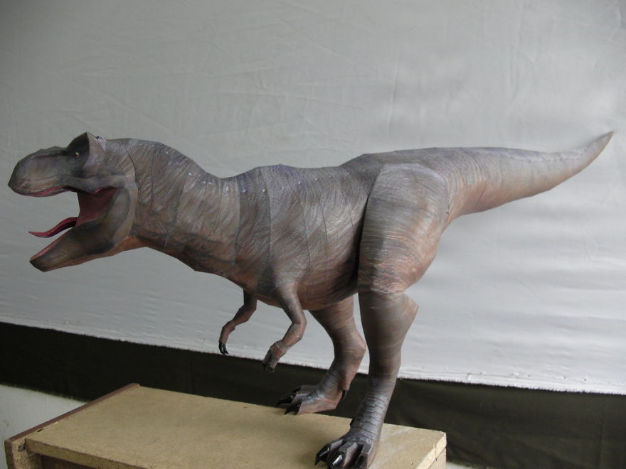 T-Rex Sculpture Made Of Out Paper