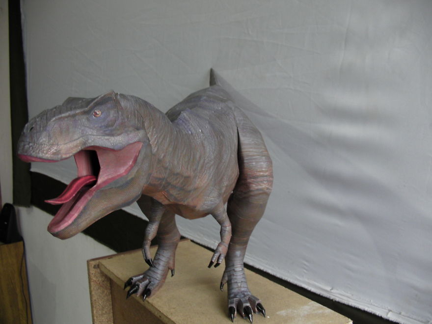 T-Rex Sculpture Made Of Out Paper