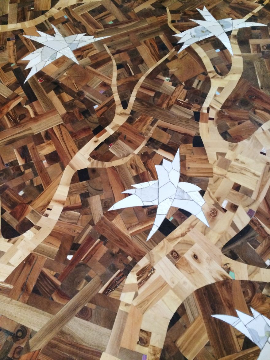 How I Made Floor Art From Random Wood Pieces