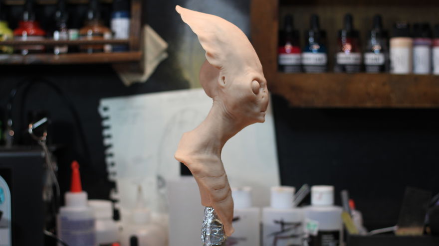 A "Typical Hollywood Alien" Sculpted With Super Sculpey Clay And Airbrushed With Fw Acrylic Inks.