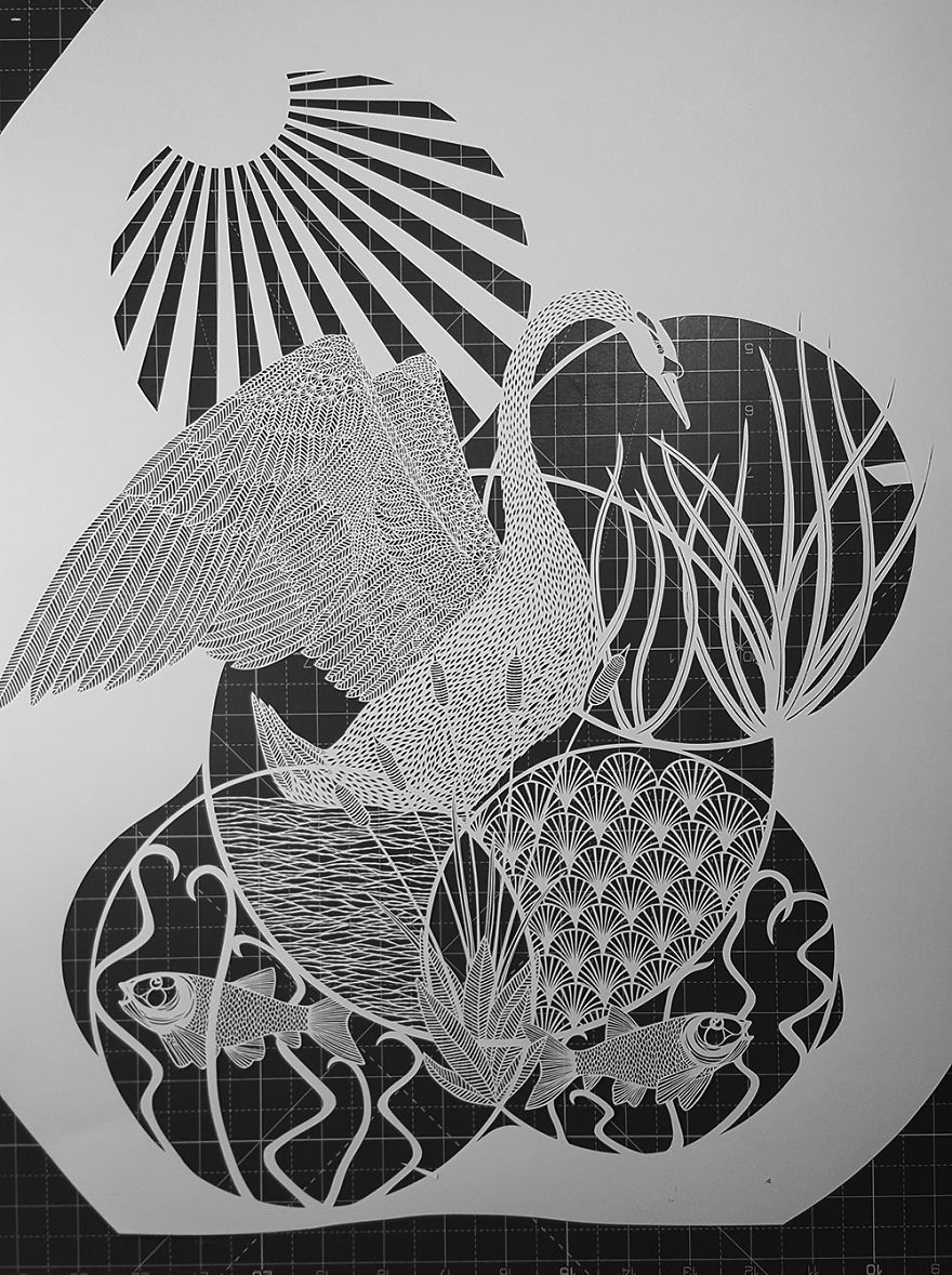 I Created A Paper Cut Artwork Depicting Some Of The Wildlife Found Around The Waterways Of Britain