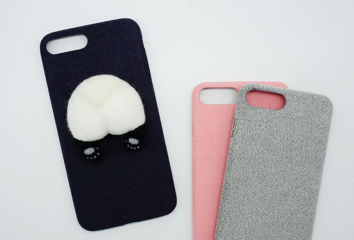 Needle Felted Panda Butt Phone Case