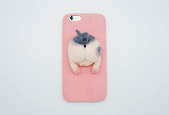 Needle Felted Pig Butt Phone Case