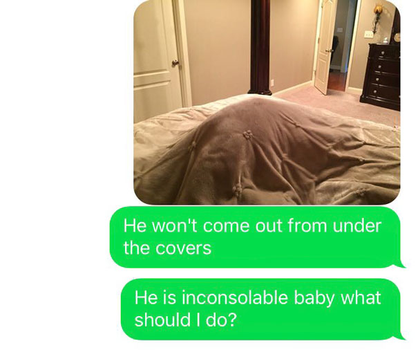 Husband Texts Wife Pictures Of An Accident At Home, And Now She's Going To Kill Him