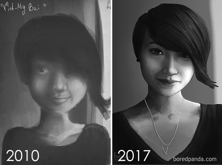 Redraw Of A Portrait After 7 Years By Frida Lundqvist