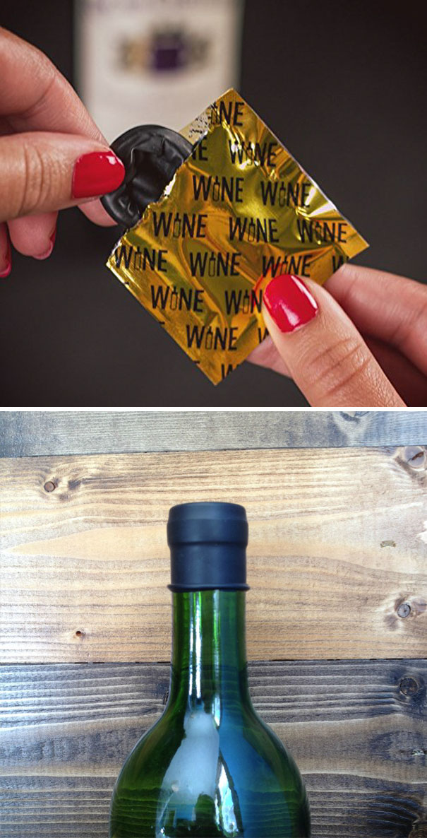 Wine Condoms That Help To Preserve Unfinished Bottle Of Wine