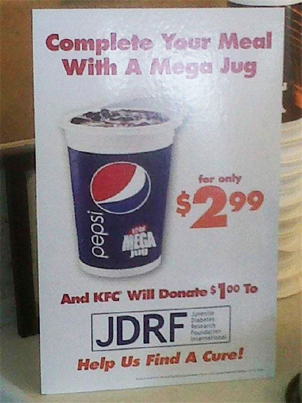 The F*ck, KFC? JDRF Stands For Juvenile Diabetes Research Foundation. The Irony... It Burns