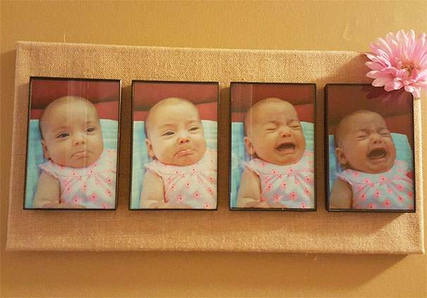 My Mom Made This For My Wife For Her Birthday. It's The Evolution Of My Daughter's Temper Tantrum