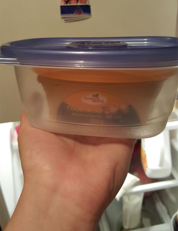 Asked My Girlfriend To Put The Hummus In A Tupperwear Container, This Is Not What I Meant