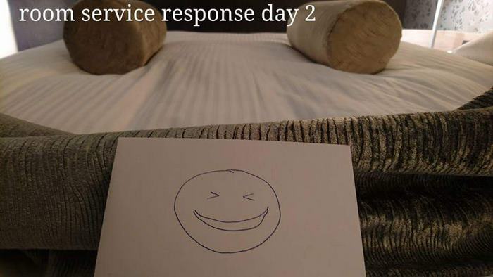 Bored Hotel Guest Starts Making "Challenges" For Housekeepers, And They Respond With These Notes