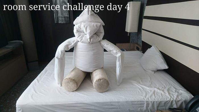 Bored Hotel Guest Starts Making "Challenges" For Housekeepers, And They Respond With These Notes