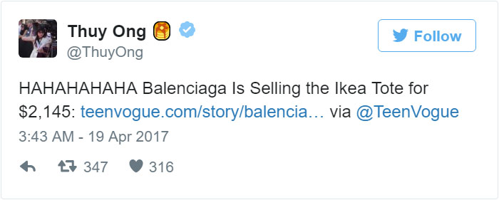 IKEA Responds To Balenciaga's $2,145 Bag That Looks Exactly Like IKEA's 99-Cent Tote Bag, And It's Hilarious