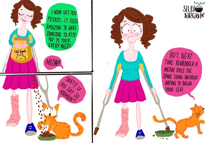 I Illustrate My Conversation With My Cat, And It Shows How It Is To Be An Adult.
