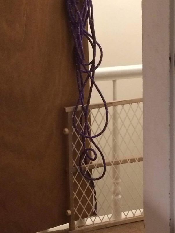 Musical Treble Clef In A Rope Hanging From A Doorknob.