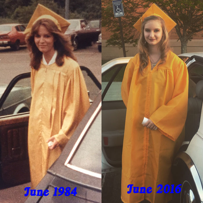 Mother And Daughter, 18 Years Old; Graduation From The Same High School.