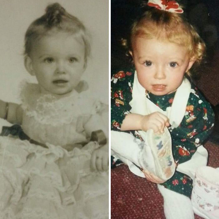 My Mom And Me At Around 1 Year Old (1957 & 1995)