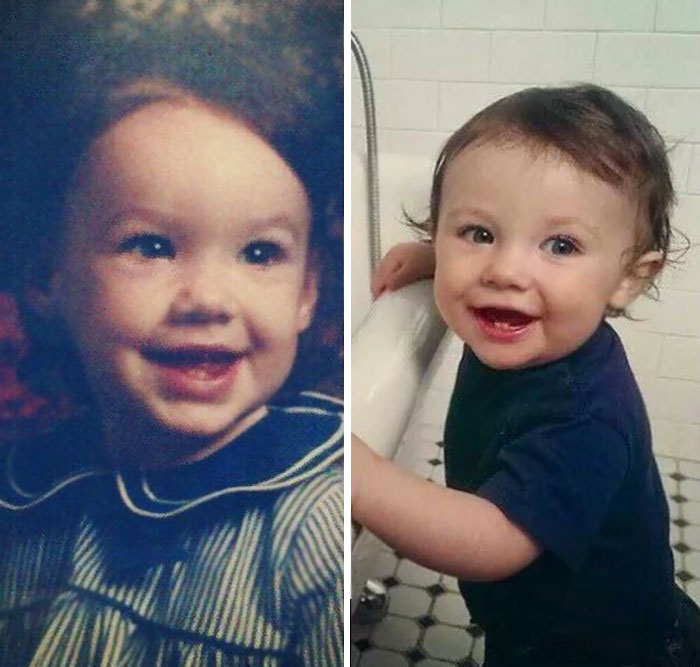 Baby Mom On The Right (1984) And Baby Desmond On The Left (2014)