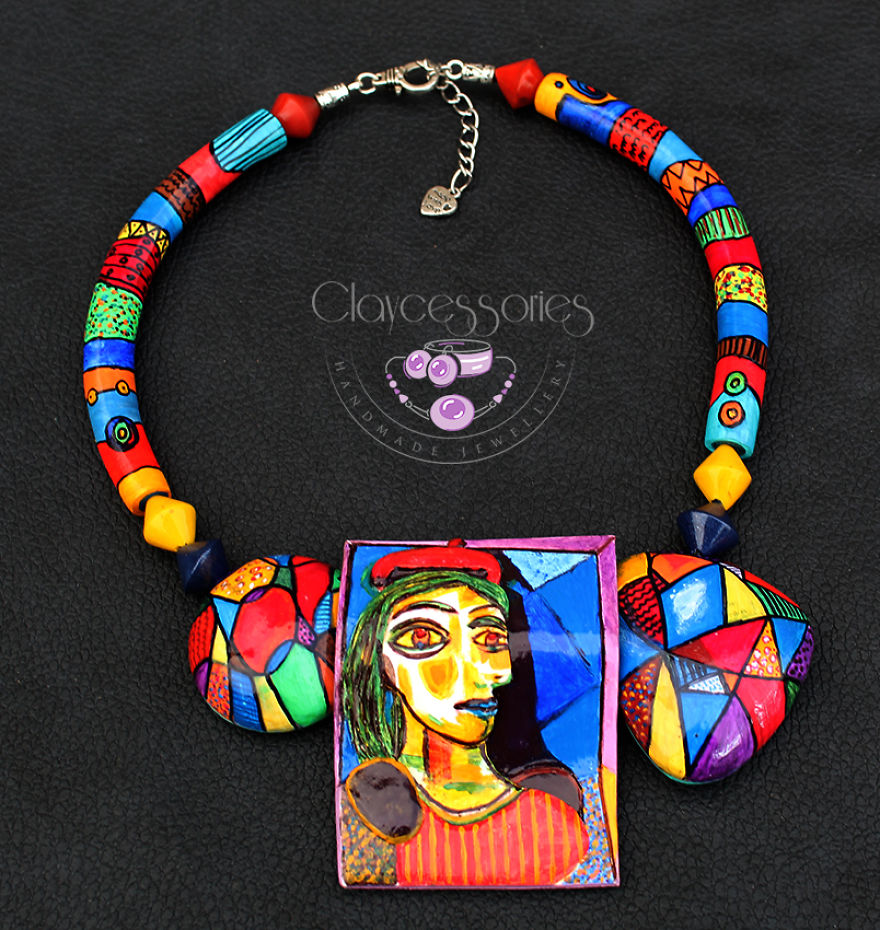 Girl With The Red Beret Necklace, Featuring The Art Of Pablo Picasso