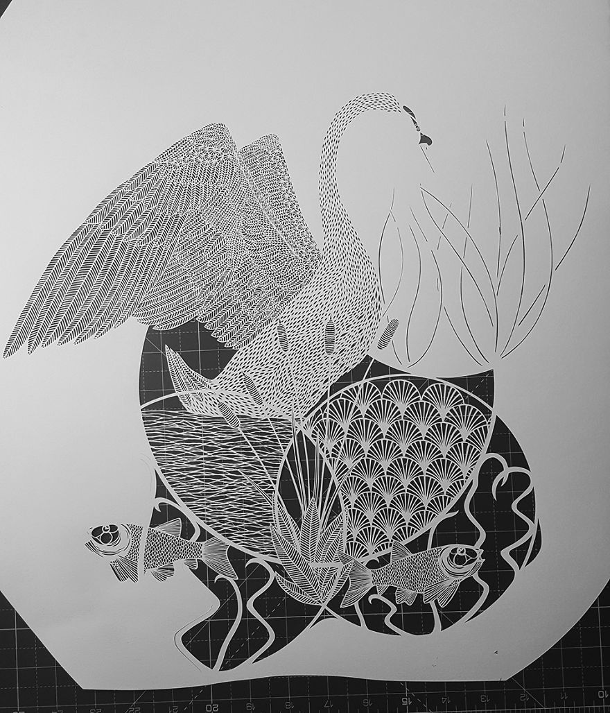 I Created A Paper Cut Artwork Depicting Some Of The Wildlife Found Around The Waterways Of Britain