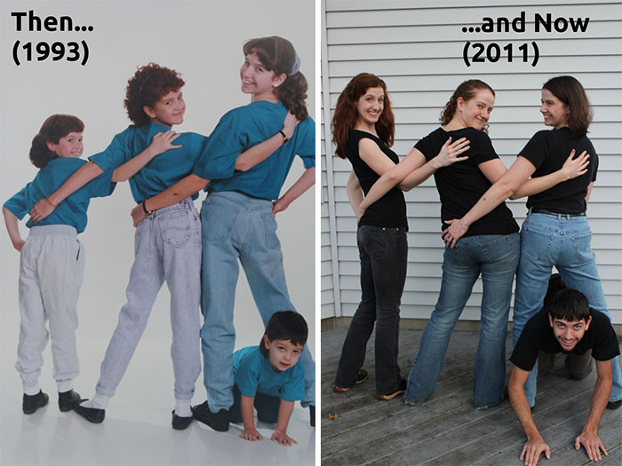 Family Portrait Then And Now After 18 Years