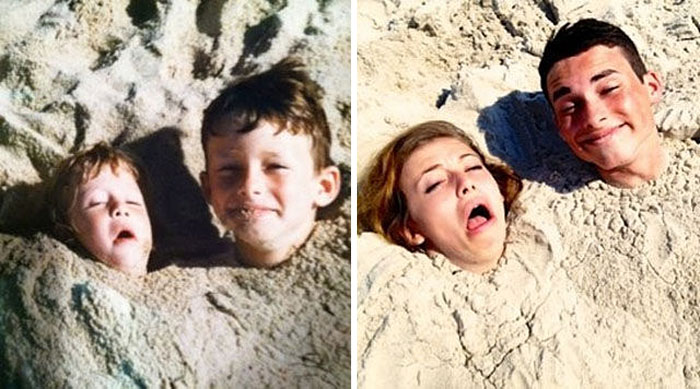 Brother And Sister Still Love Playing In The Sand
