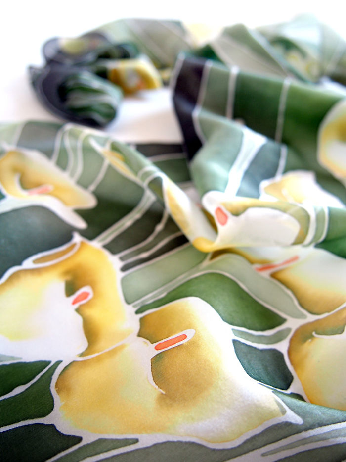 I Painted Calla Lily On Silk Scarf