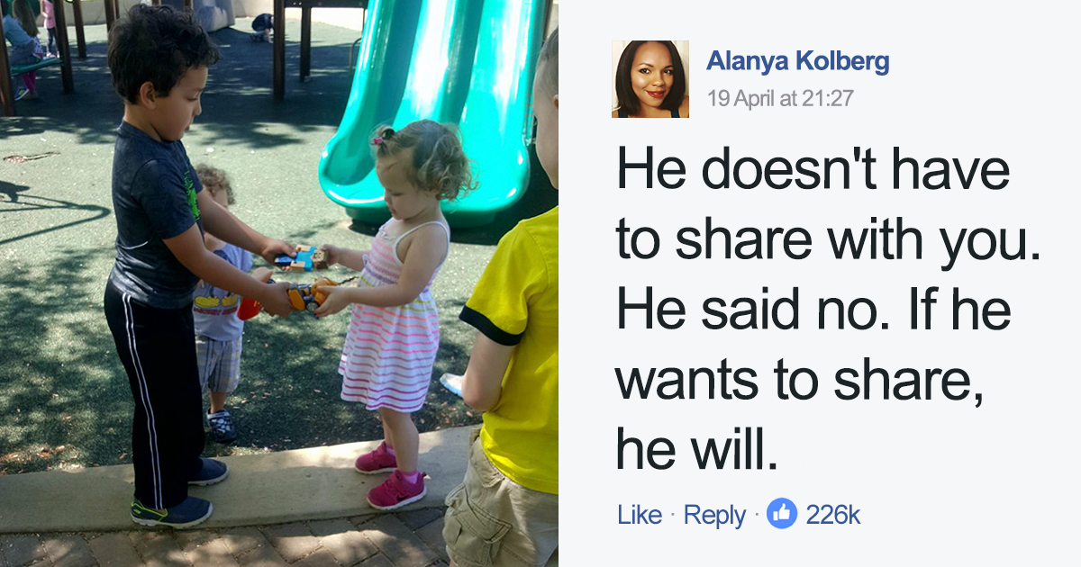 Mom’s Explanation Why She Teaches Son Not To Share Gets Shared 207,000+ Times, Other Parents React